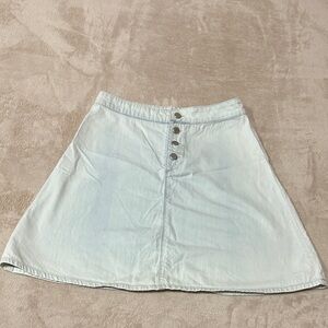 Light Blue Button-Front Denim Skirt